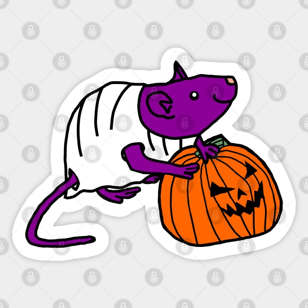 Cute Rat Getting Ready for Halloween Horror Sticker by ellenhenryart